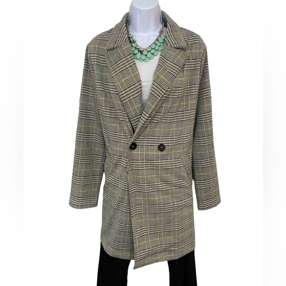 Melloday Plaid Topper Duster Jacket Size Large Lightweight - Picture 2 of 13